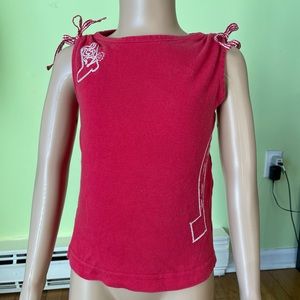 VINTAGE COPPER KEY RED WHITE EMBROIDERED HORSESHOE BOOT TANK TOP SIZE 4T